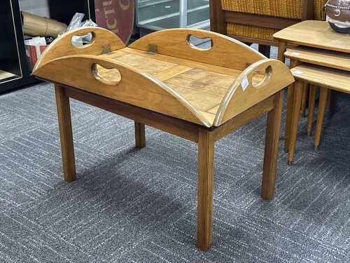 Timber butler's tray table on stand