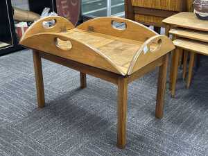 Timber butler's tray table on stand