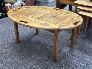Timber butler's tray table on stand - 2