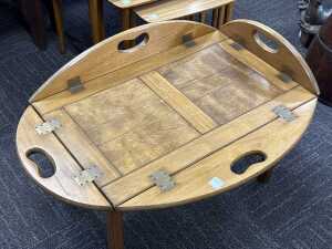 Timber butler's tray table on stand - 3