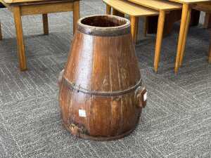 Antique Qing-style timber pear-shaped grain basket