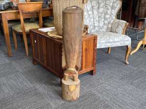 Carved timber tribal statue - 4