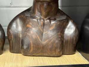 Hand-carved timber busts of African figures - 5