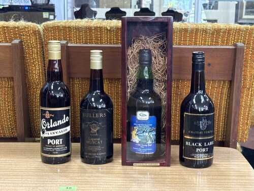 Four bottles of fortified wine, including Bullers Liqueur Muscat