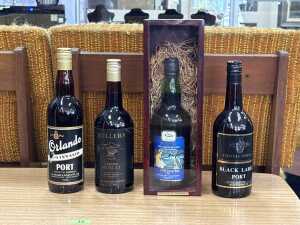 Four bottles of fortified wine, including Bullers Liqueur Muscat