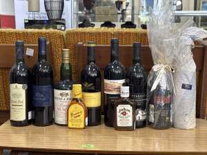 Ten assorted bottles of alcohol