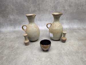 Studio pottery cruet sets, together with drip glaze tea bowl - 2