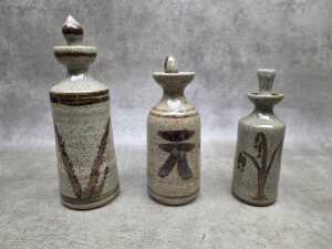 Studio pottery cruet sets, together with drip glaze tea bowl - 5
