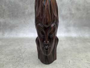 Carved Coromandel timber stylised head - 2