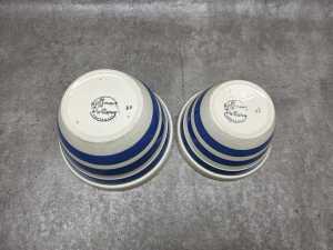Two Hoffman Pottery blue and white mixing bowls - 3