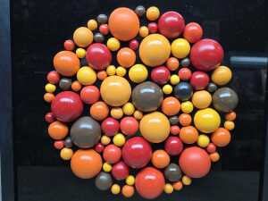 Modern wall art 'Candy Cosmos' hand painted hemispheres - 2