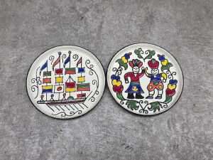 Four Greek hand-painted enamel trinket dishes - 2