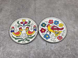 Four Greek hand-painted enamel trinket dishes - 3