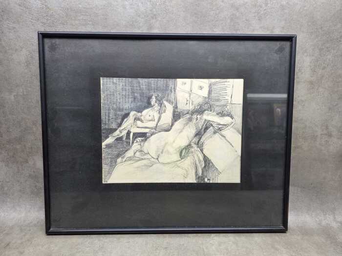 A. Obarzande, Two Nudes. Graphite drawing on paper