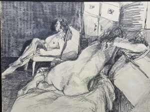 A. Obarzande, Two Nudes. Graphite drawing on paper - 2