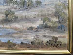 Joan Page (1929-89), waterhole in Australian landscape. Oil painting on board - 3