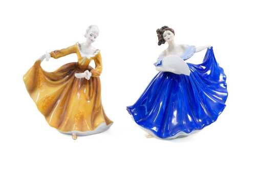 Two Royal Doulton porcelain lady figures