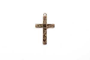 A twist link bracelet and a cross in 9 carat yellow gold - 2