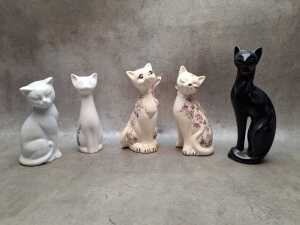 Group of mostly ceramic cat figures - 2
