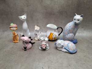 Group of mostly ceramic cat figures - 3