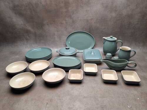 Denby 'Manor Green' stoneware dinner setting for four