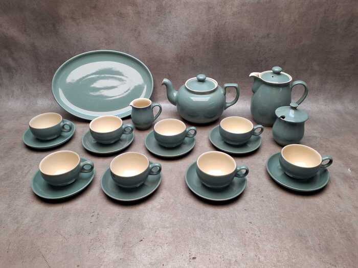 Denby 'Manor Green' stoneware tea setting for eight