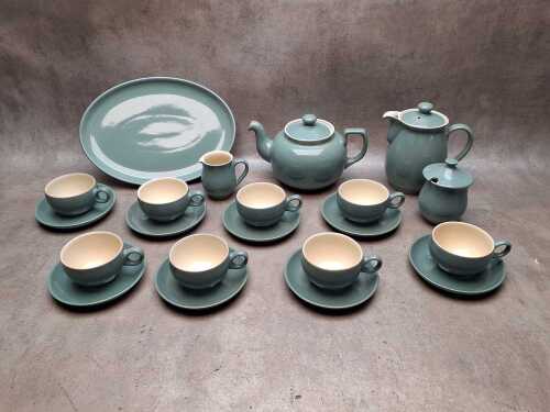Denby 'Manor Green' stoneware tea setting for eight