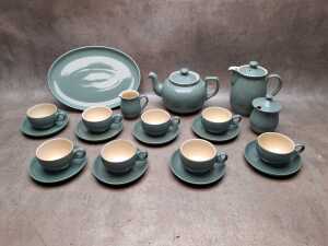 Denby 'Manor Green' stoneware tea setting for eight