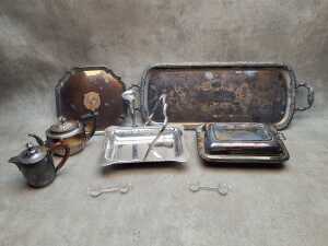 Silver plated items including serving trays