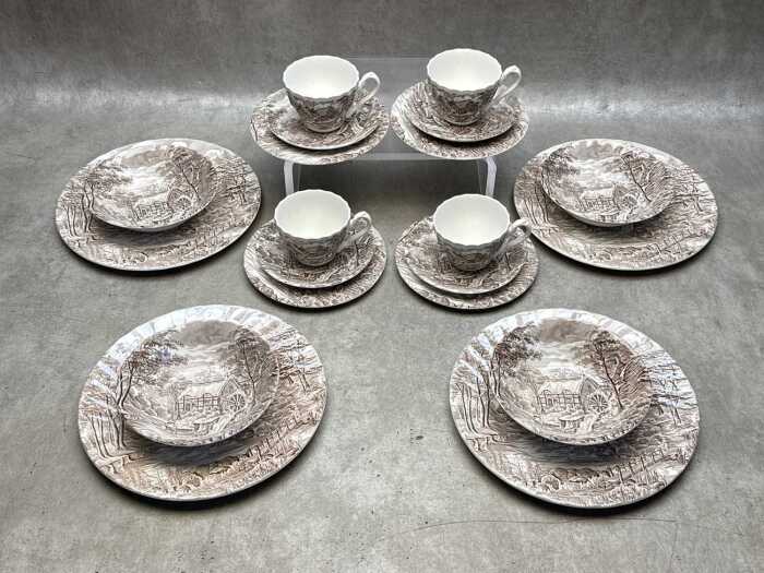 Alfred Meakin 'The Mill' ceramic dinner setting for four
