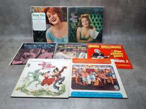 Eight movie soundtrack and vocalist vinyl records