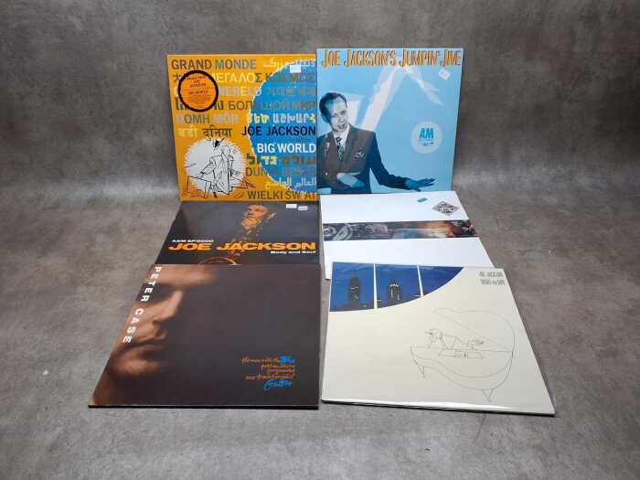 Six '80s Pop vinyl records, mostly Joe Jackson