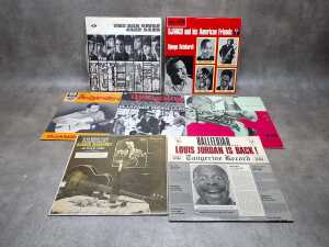 Eight Jazz vinyl records, including Django Reinhardt