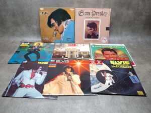Eight Elvis Presley vinyl records, including Elvis' Golden Records Volume 4