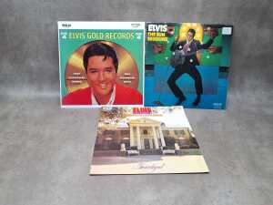 Eight Elvis Presley vinyl records, including Elvis' Golden Records Volume 4 - 3