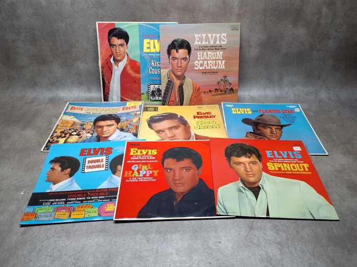 Eight Elvis Presley soundtrack vinyl records, including Girl Happy