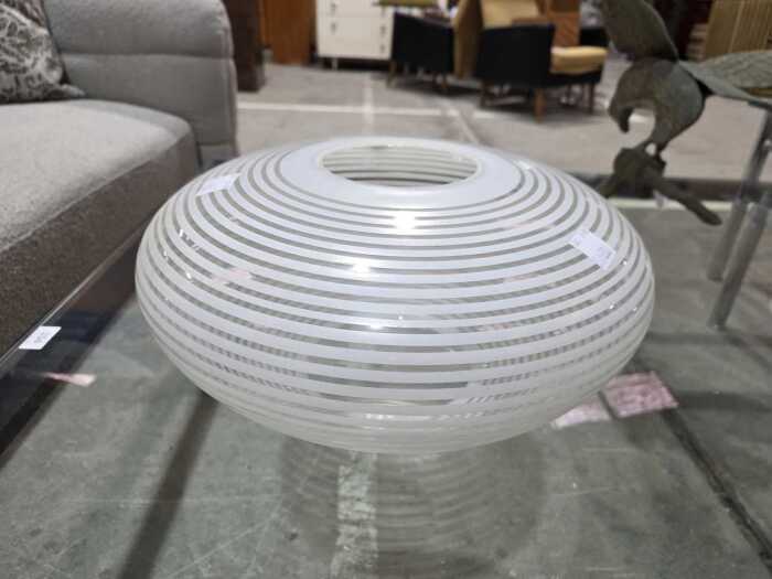 White cut to clear striped glass light shade