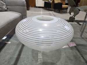 White cut to clear striped glass light shade