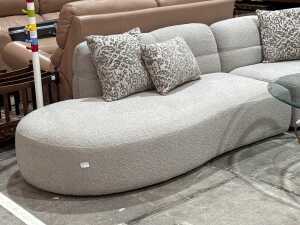 Three-piece grey fabric L-shaped lounge suite - New display stock - 2
