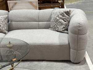 Three-piece grey fabric L-shaped lounge suite - New display stock - 4