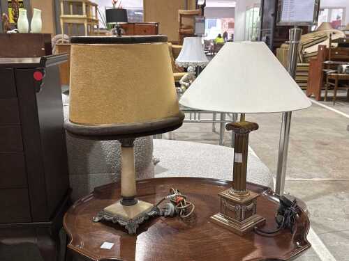 Two Neoclassical-style fluted column table lamp