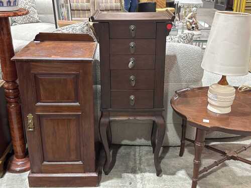 Asian-style dark stained timber five-drawer chest