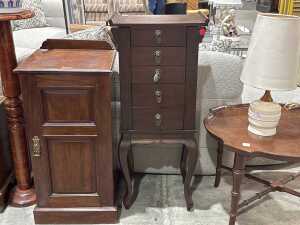 Asian-style dark stained timber five-drawer chest