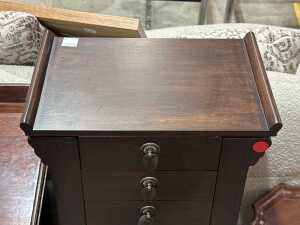 Asian-style dark stained timber five-drawer chest - 2