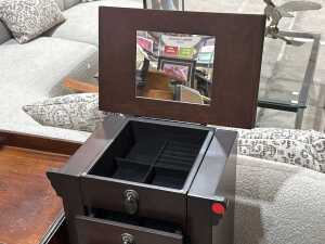 Asian-style dark stained timber five-drawer chest - 3