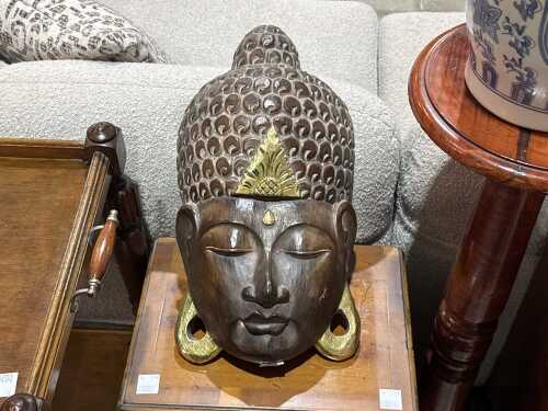 Indonesian carved timber Buddha mask