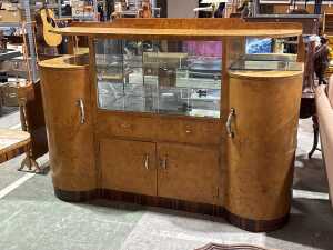 1950s Art Deco maple display cabinet