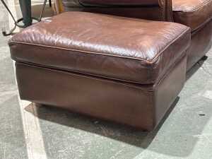 Moran brown leather three-piece lounge suite - 4