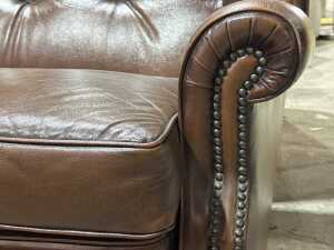 Moran brown leather three-piece lounge suite - 5