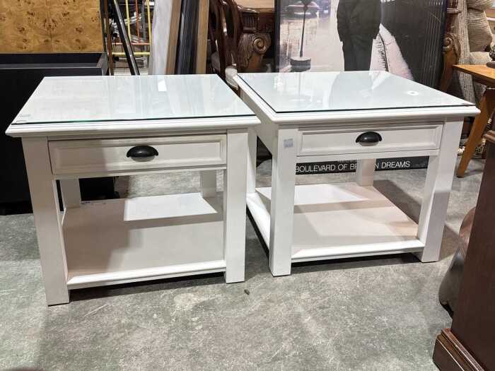Pair of white painted timber bedside tables